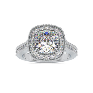 0.70cts. Cushion Cut Solitaire Platinum Diamond Halo Shank Engagement Ring JL PT 0094   Jewelove.US