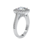 Load image into Gallery viewer, 0.70cts. Cushion Cut Solitaire Platinum Diamond Halo Shank Engagement Ring JL PT 0094
