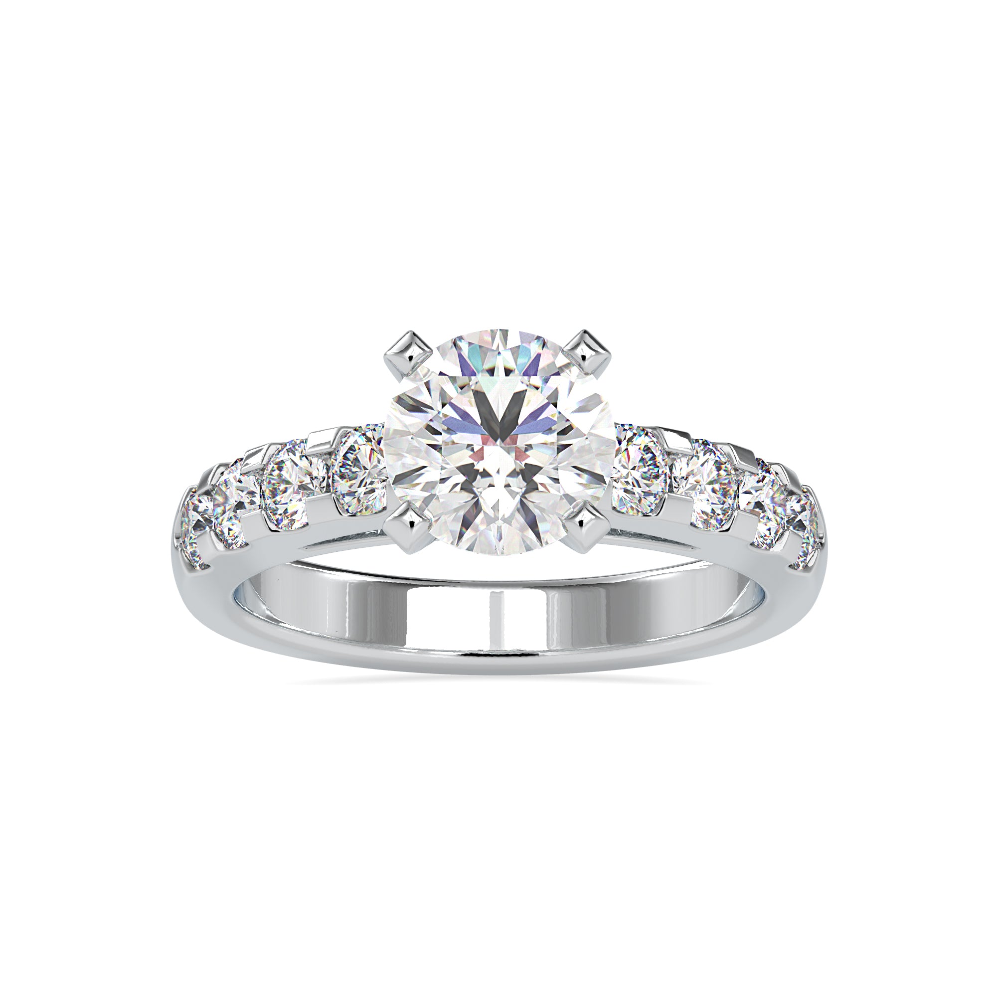 0.70cts. Solitaire Platinum Diamond Shank Engagement Ring JL PT 0096