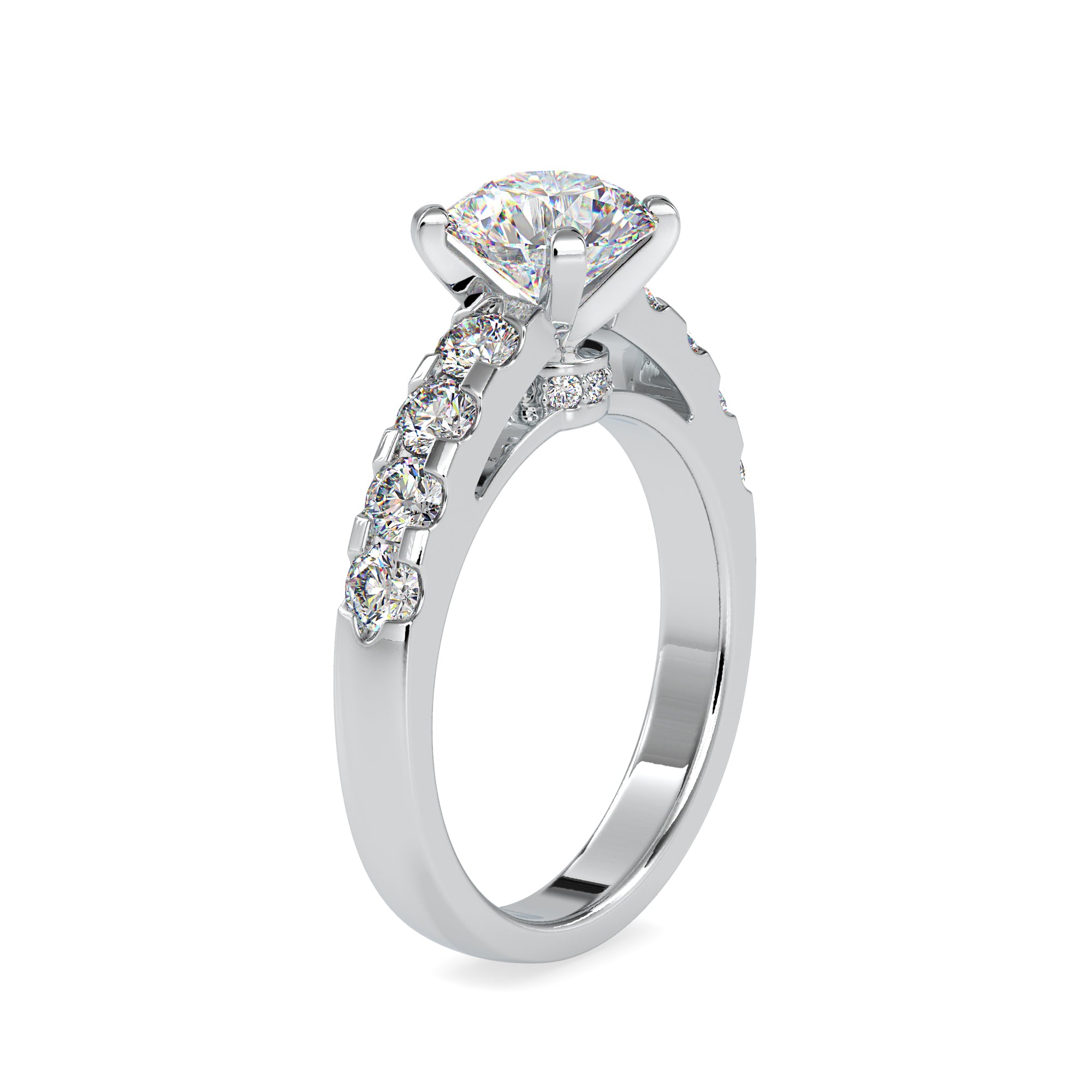 0.70cts. Solitaire Platinum Diamond Shank Engagement Ring JL PT 0096