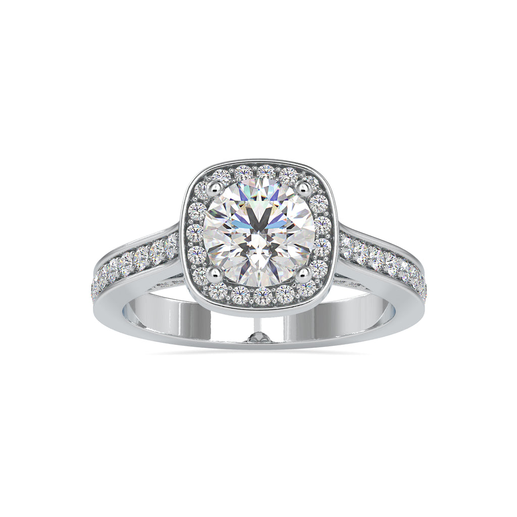 0.50cts. Solitaire Platinum Single Halo Diamond Shank Engagement Ring JL PT 0097   Jewelove.US
