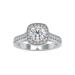 0.50cts. Solitaire Platinum Single Halo Diamond Shank Engagement Ring JL PT 0097