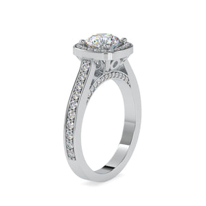 0.50cts. Solitaire Platinum Single Halo Diamond Shank Engagement Ring JL PT 0097