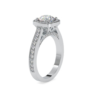 0.50cts. Solitaire Platinum Single Halo Diamond Shank Engagement Ring JL PT 0097   Jewelove.US
