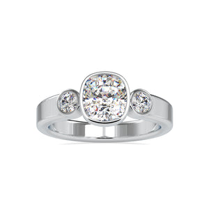 0.50cts. Cushion Cut Solitaire Platinum Diamond Engagement Ring JL PT 0098