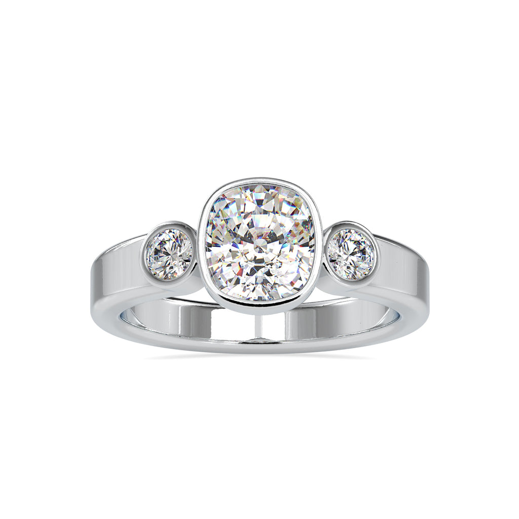 0.30cts. Cushion Cut Solitaire with Accents Diamond Platinum Engagement Ring JL PT 0098-A   Jewelove.US