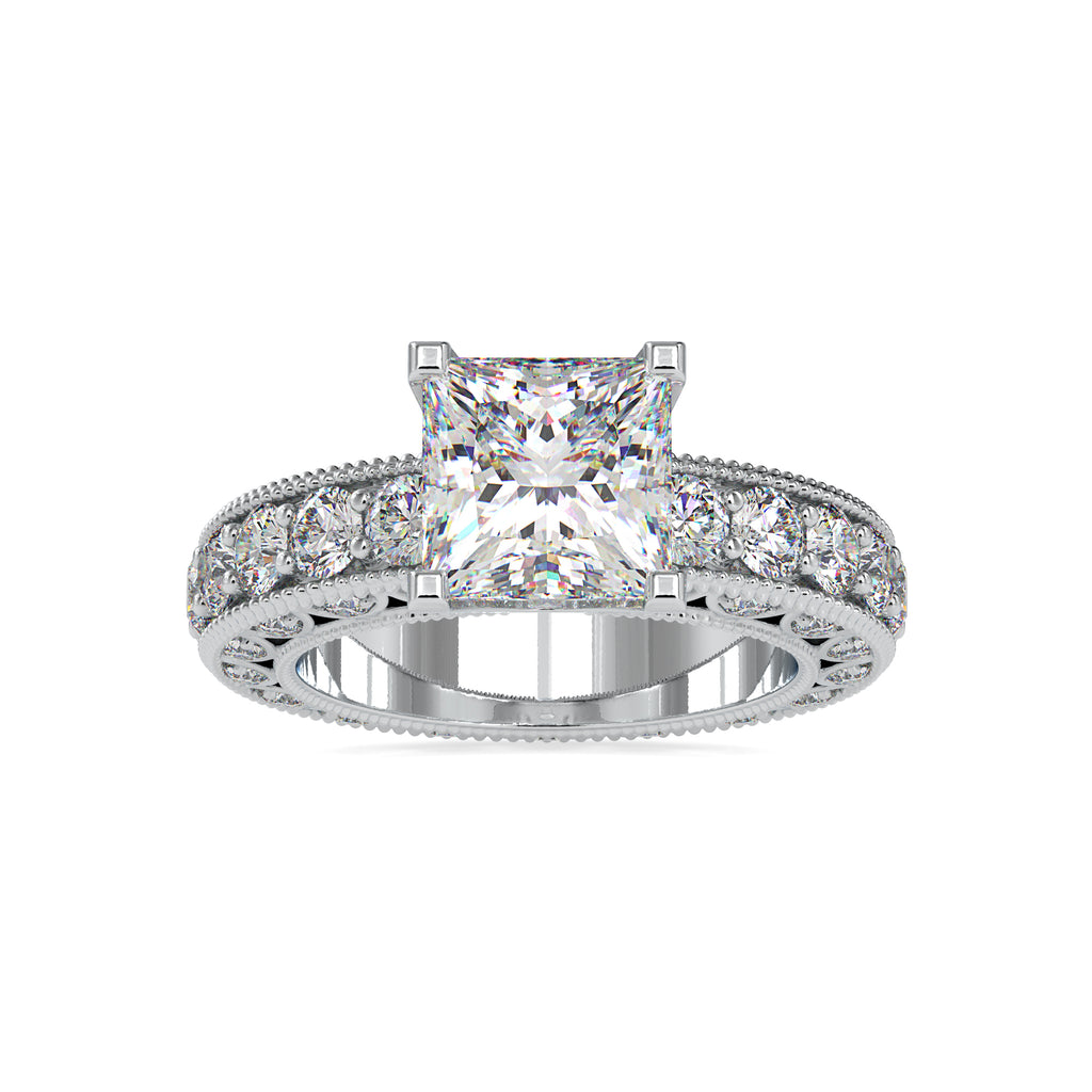 0.50cts. Princess Cut Solitaire Platinum Diamond Shank Engagement Ring JL PT 0099   Jewelove.US