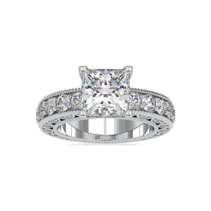 0.70cts. Princess Cut Solitaire Platinum Diamond Shank Engagement Ring JL PT 0099-A   Jewelove.US