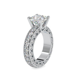 0.50cts. Princess Cut Solitaire Platinum Diamond Shank Engagement Ring JL PT 0099   Jewelove.US