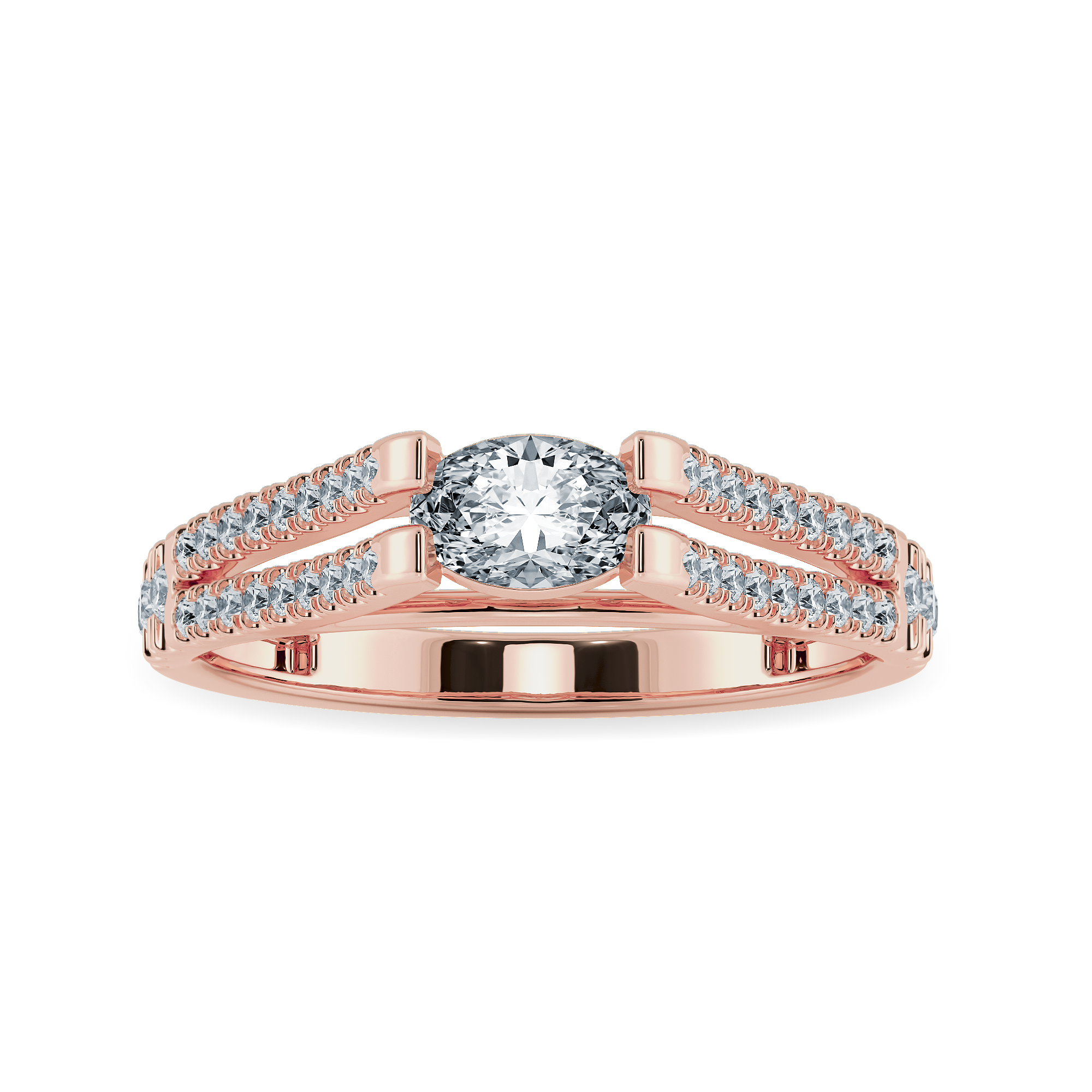 0.70cts. Oval Cut Solitaire Diamond Split Shank 18K Rose Gold Ring JL AU 1182R-B   Jewelove.US