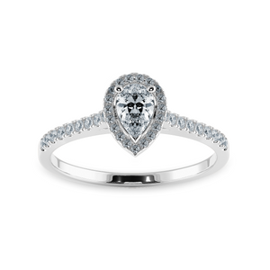 0.70cts Pear Cut Solitaire Halo Diamond Shank Platinum Ring JL PT 1200-B   Jewelove.US
