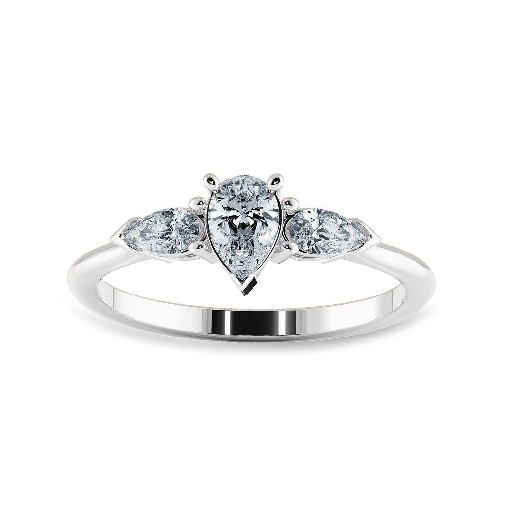 0.70cts Pear Cut Solitaire Diamond Accents Platinum Ring JL PT 1207-B   Jewelove.US