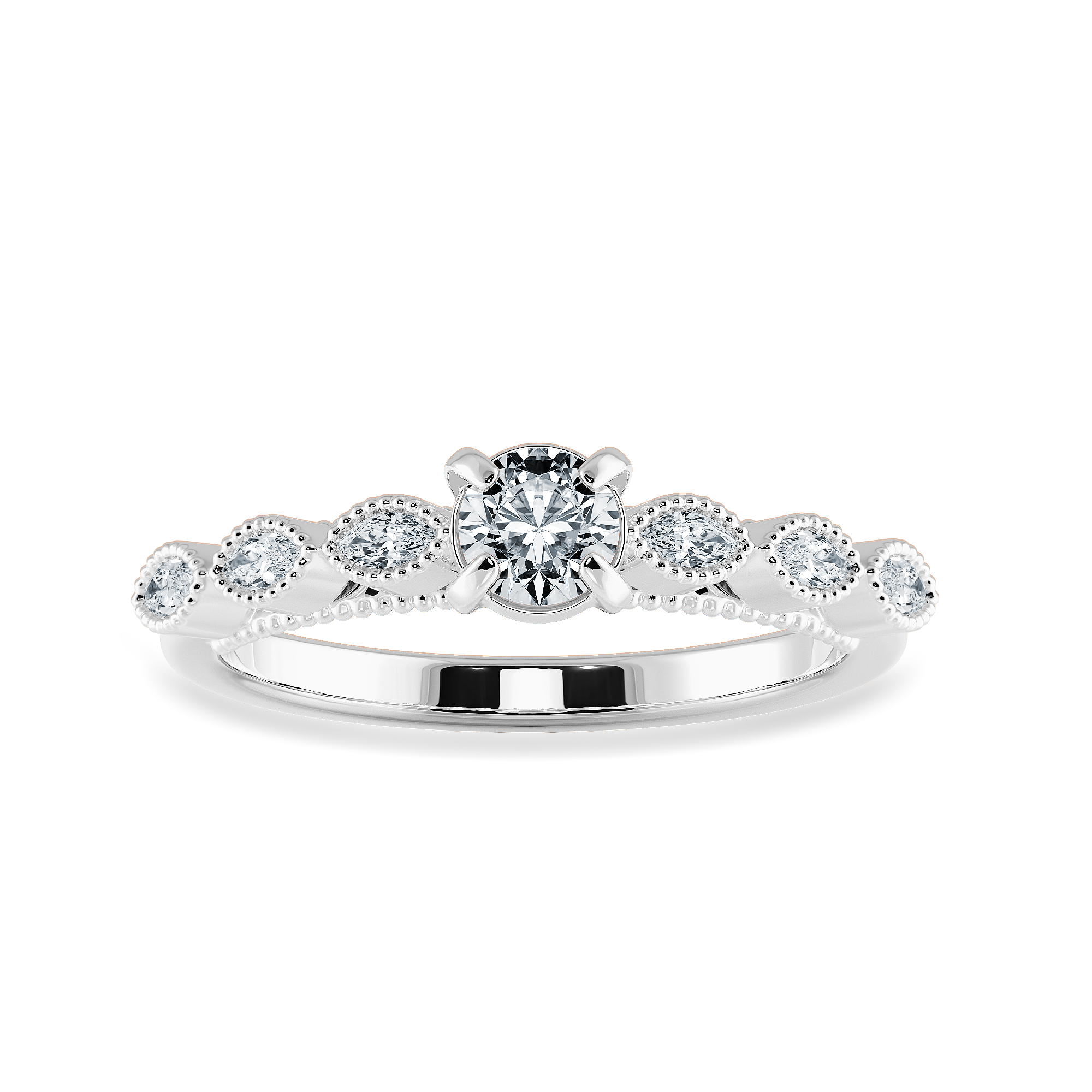 0.70cts Solitaire Platinum Ring with Marquise Cut Diamond Accents JL PT 2011-B   Jewelove.US