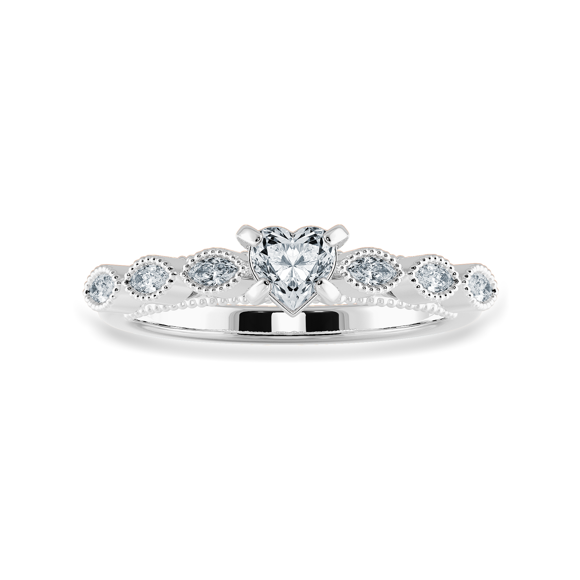 0.30cts Heart Cut Solitaire with Marquise Cut Diamond Accents Platinum Ring JL PT 2016   Jewelove.US
