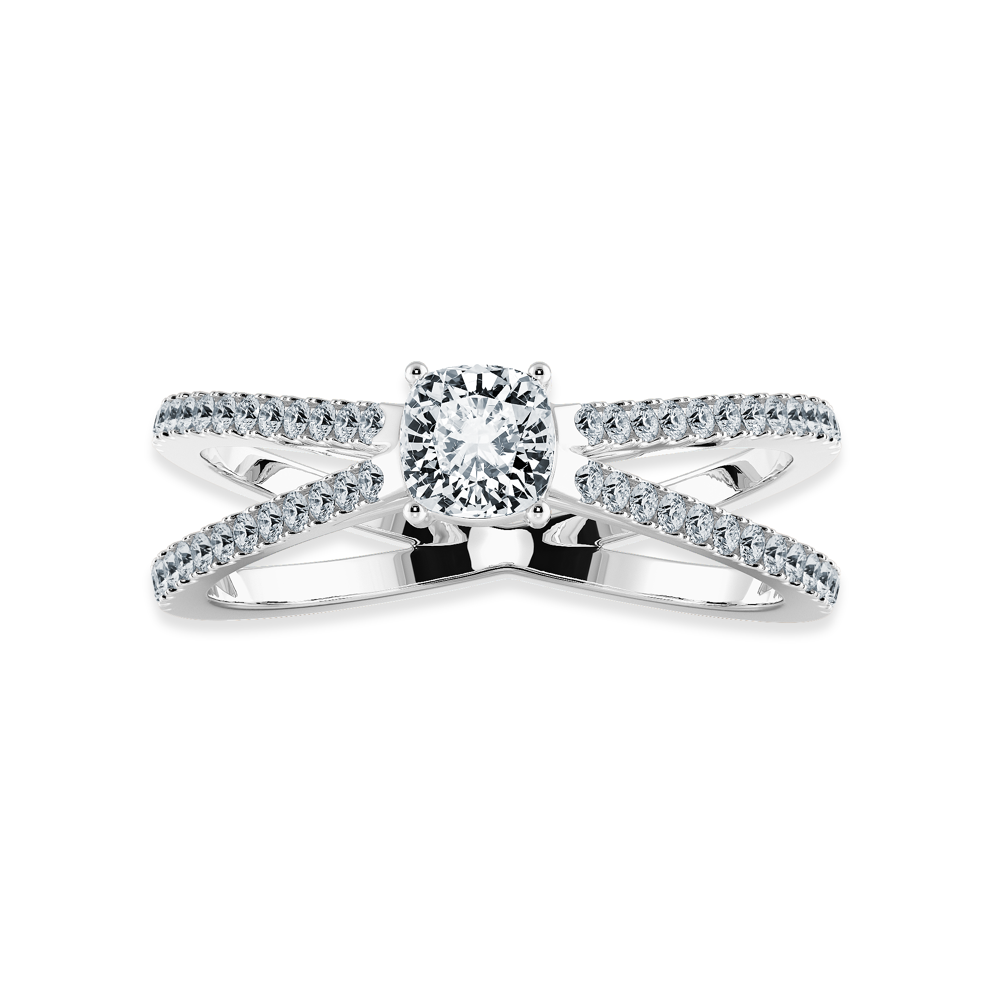 0.50cts. Cushion Cut Solitaire Diamond Split Shank Platinum Engagement Ring JL PT 1171-A   Jewelove.US