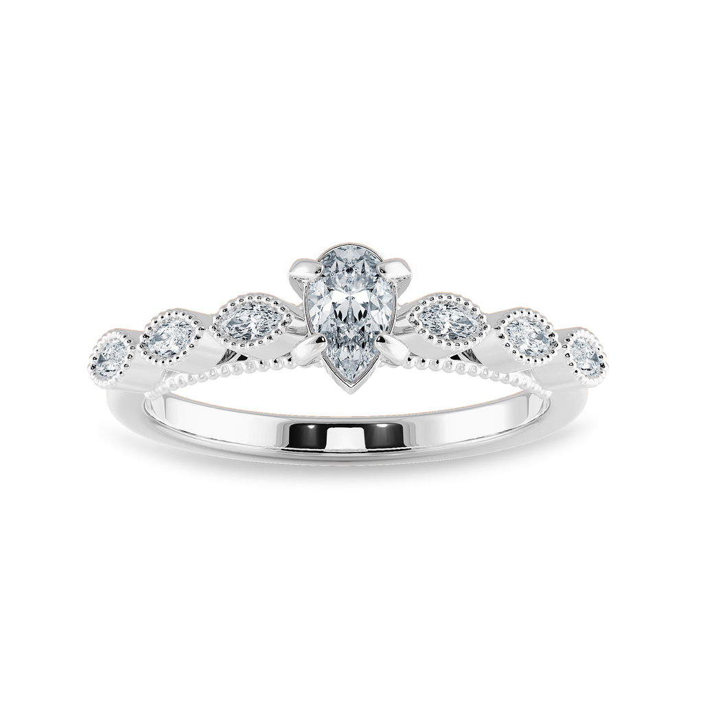 0.70cts Pear Cut Solitaire with Marquise Cut Diamond Accents Platinum Ring JL PT 2018-B   Jewelove.US