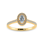 Load image into Gallery viewer, 0.50cts. Oval Cut Solitaire Halo Diamond Shank 18K Yellow Gold Ring JL AU 1199Y-A   Jewelove.US
