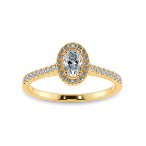 0.50cts. Oval Cut Solitaire Halo Diamond Shank 18K Yellow Gold Ring JL AU 1199Y-A   Jewelove.US