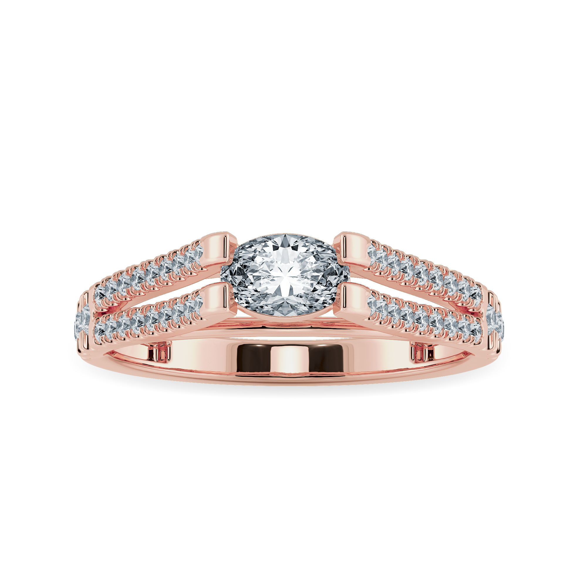 0.50cts. Oval Cut Solitaire Diamond Split Shank 18K Rose Gold Ring JL AU 1182R-A   Jewelove.US
