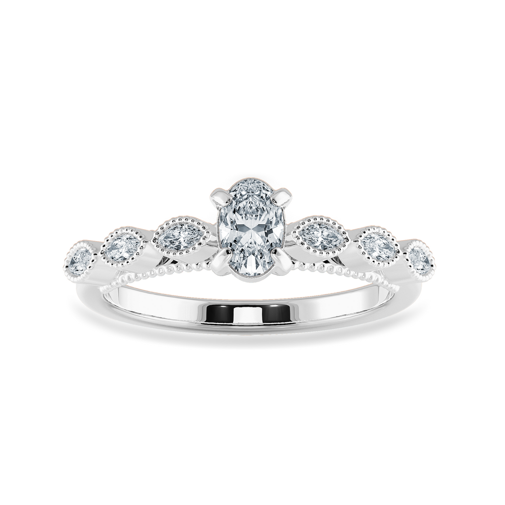 0.30cts Oval Cut Solitaire with Marquise Cut Diamond Accents Platinum Ring JL PT 2017   Jewelove.US