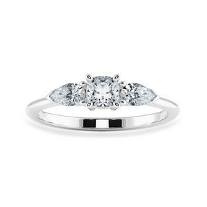 0.50cts. Cushion Cut Solitaire with Pear Cut Diamond Accents Platinum Engagement Ring JL PT 1203-A   Jewelove.US