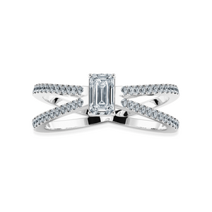 50-Pointer Emerald Cut Solitaire Diamond Split Shank Platinum Ring JL PT 1172-A   Jewelove.US