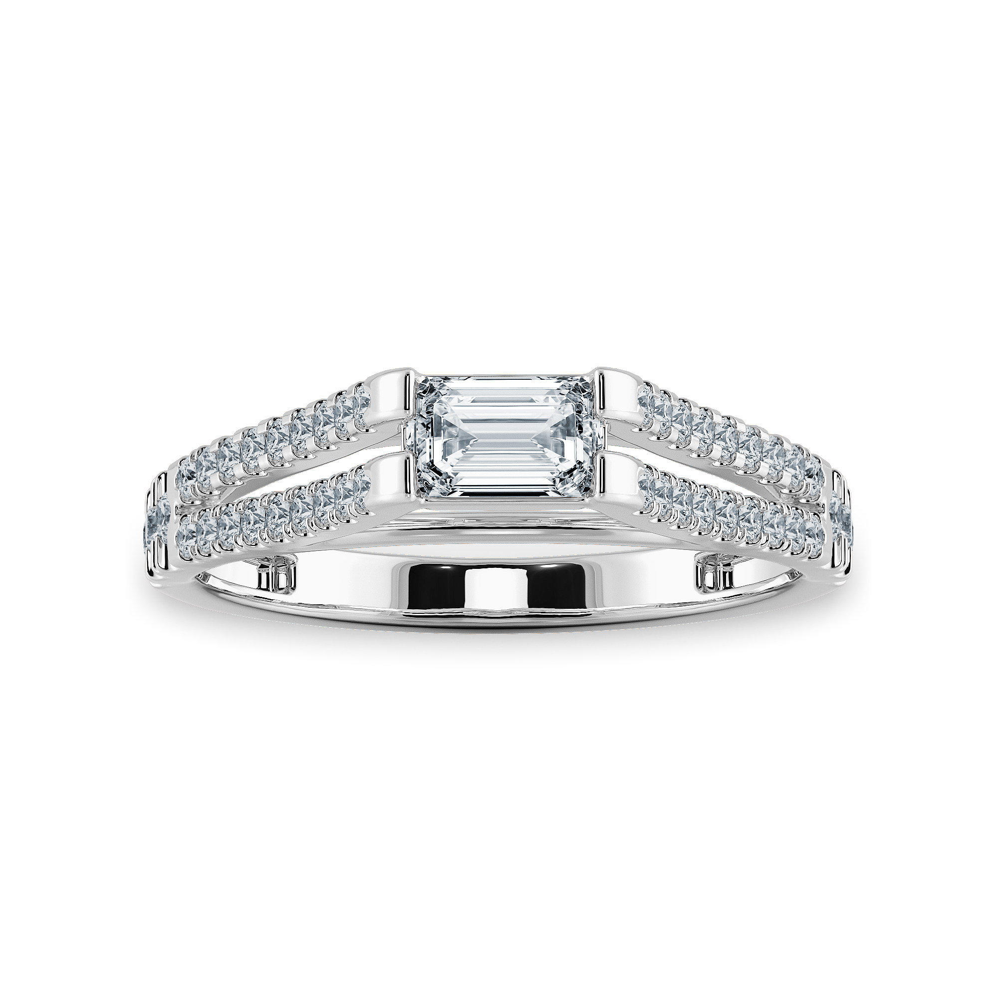 0.30cts Emerald Cut Solitaire Diamond Split Shank Platinum Ring JL PT 1180   Jewelove.US