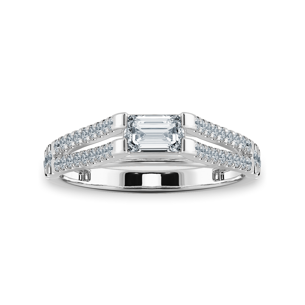 0.30cts Emerald Cut Solitaire Diamond Split Shank Platinum Ring JL PT 1180   Jewelove.US