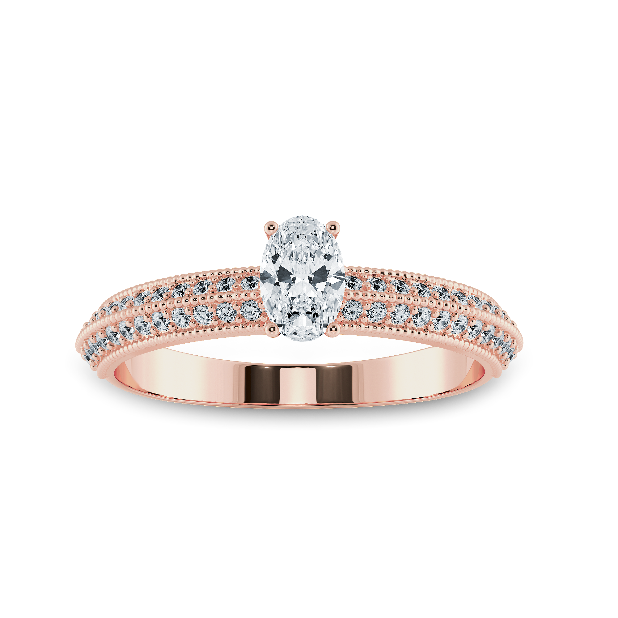 0.30cts. Oval Cut Solitaire Diamond Split Shank 18K Rose Gold Ring JL AU 1190R   Jewelove.US