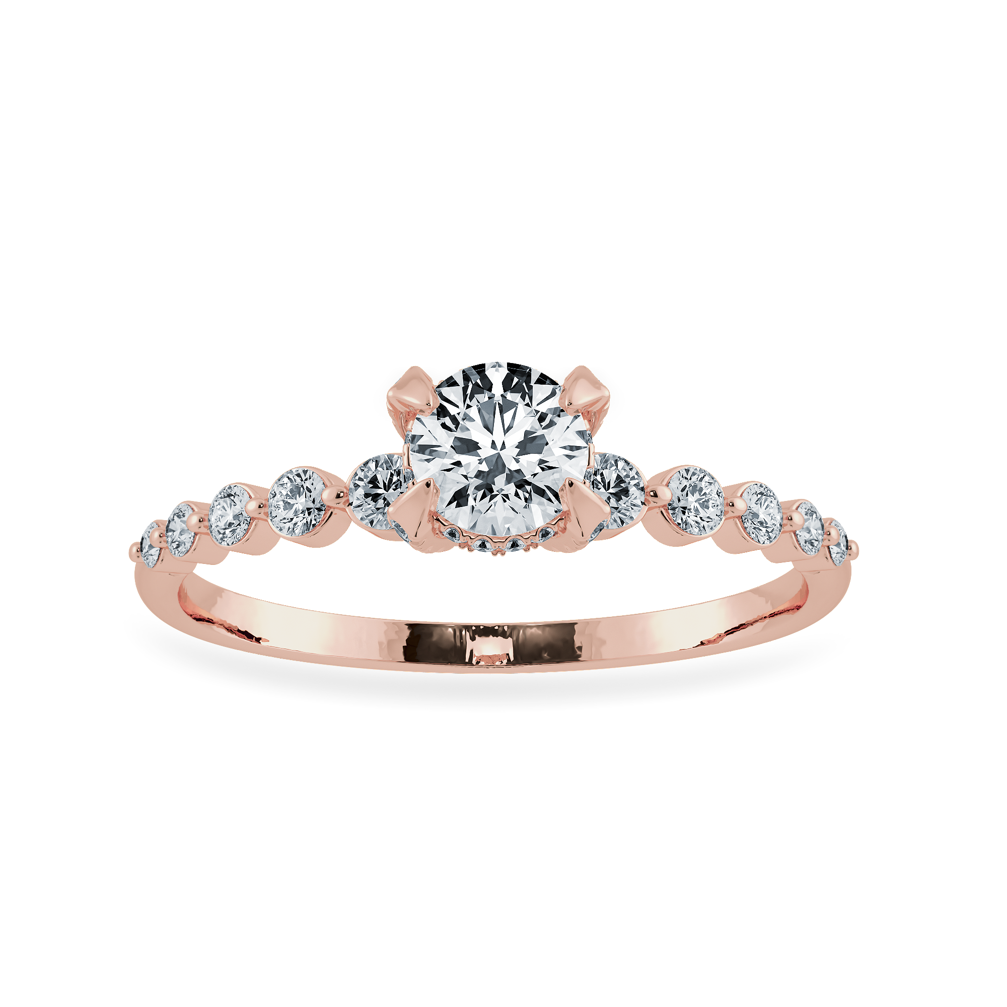 0.20cts. Solitaire Diamond Accents 18K Rose Gold Ring JL AU 1202R-C   Jewelove.US