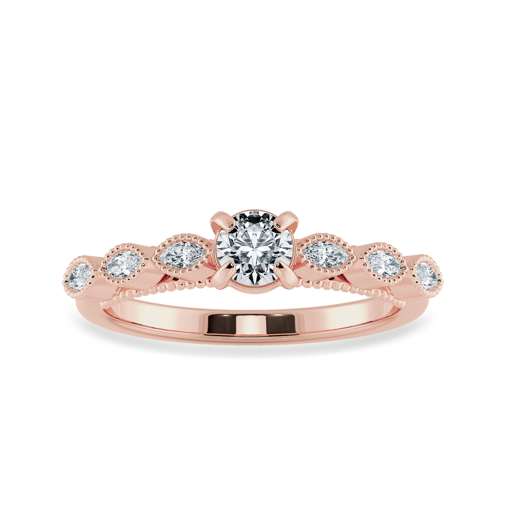 0.50cts. Solitaire 18K Rose Gold Ring with Marquise Cut Diamond Accents JL AU 2011R-A   Jewelove.US
