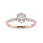 Load image into Gallery viewer, 0.30 cts. Oval Cut Solitaire Halo Diamond Accents 18K Rose Gold Ring JL AU 2008R   Jewelove.US
