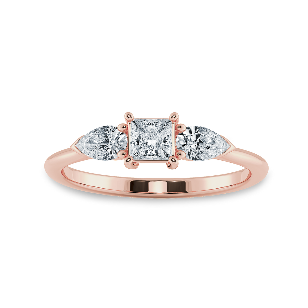 0.70cts. Princess Cut Solitaire with Pear Cut Diamond Diamond 18K Rose Gold Ring JL AU 2021R-B   Jewelove.US