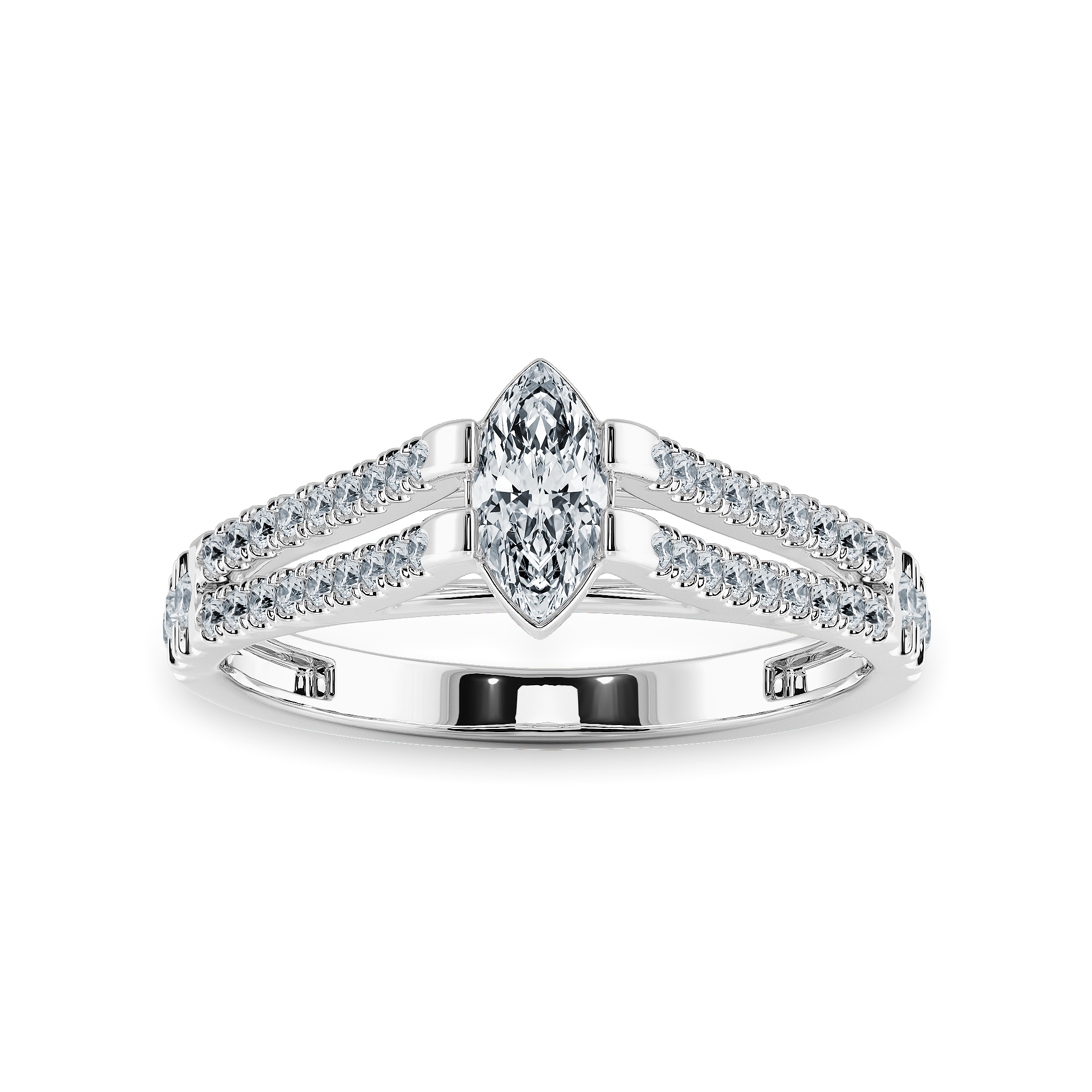 0.70cts Marquise Cut Solitaire Diamond Split Shank Platinum Ring JL PT 1184-B   Jewelove.US