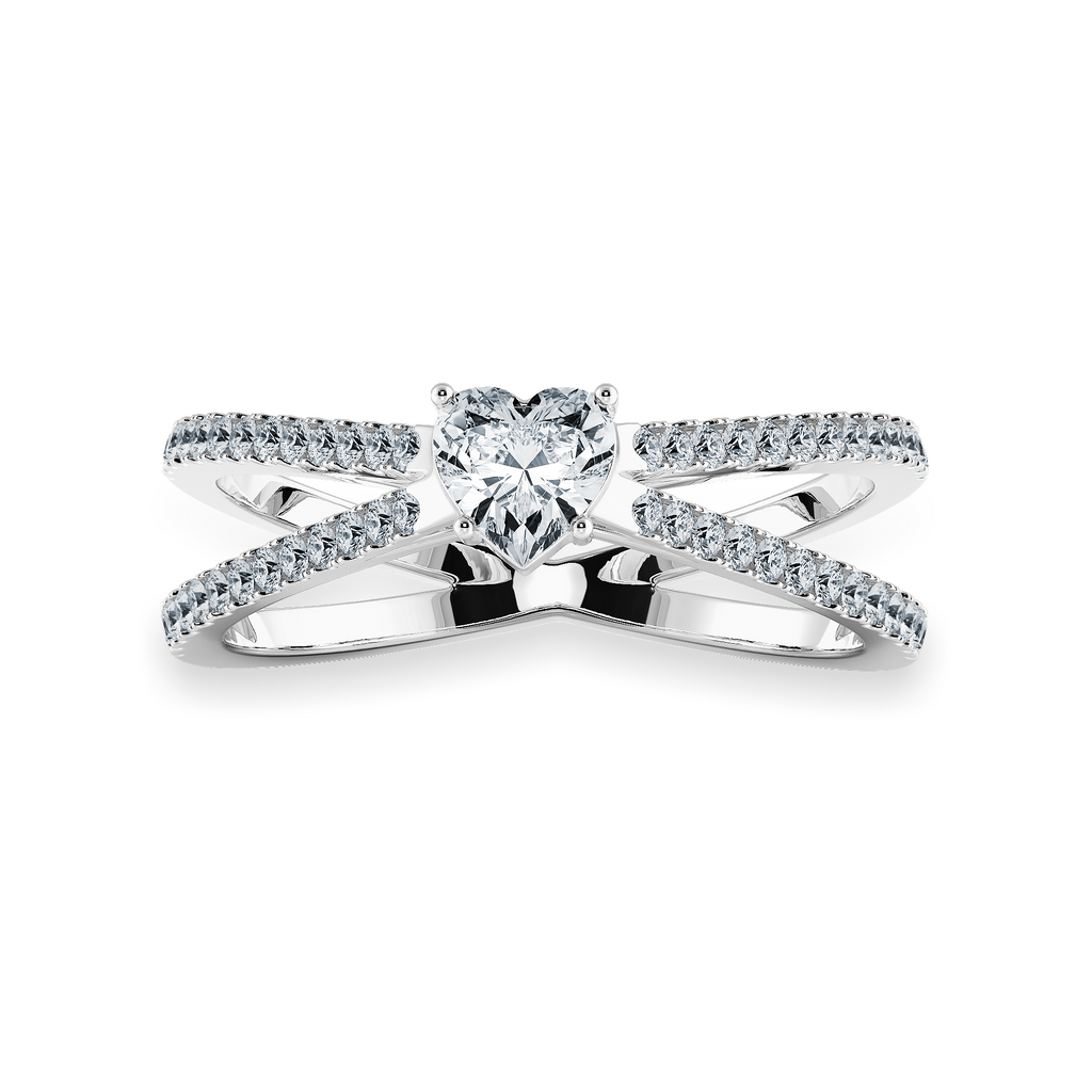 50-Pointer Heart Cut Solitaire Diamond Split Shank Platinum Ring JL PT 1173-A   Jewelove.US