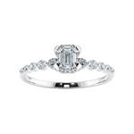 Load image into Gallery viewer, 0.50cts Emerald Cut Solitaire Halo Diamond Accents Platinum Ring JL PT 2006-A   Jewelove.US
