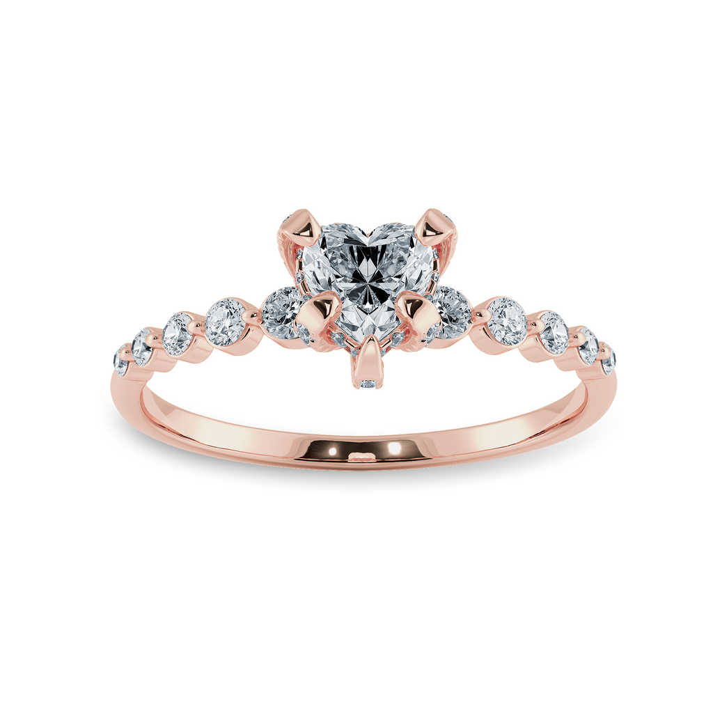 0.50cts. Heart Cut Solitaire Halo Diamond Accents 18K Rose Gold Ring JL AU 2007R-A   Jewelove.US