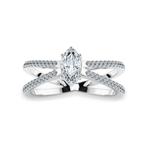 70-Pointer Marquise Cut Solitaire Diamond Split Shank Platinum Ring JL PT 1176-B   Jewelove.US