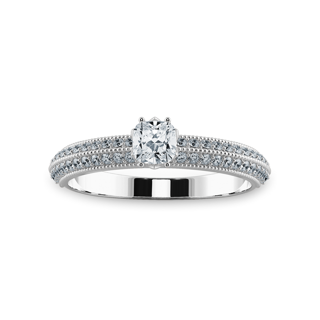 0.70cts. Cushion Cut Solitaire Diamond Split Shank Platinum Engagement Ring JL PT 1187-B   Jewelove.US