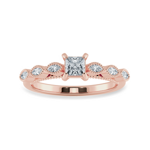 0.20cts. Princess Cut Solitaire with Marquise Diamond Accents 18K Rose Gold Ring JL AU 2012R-C   Jewelove.US