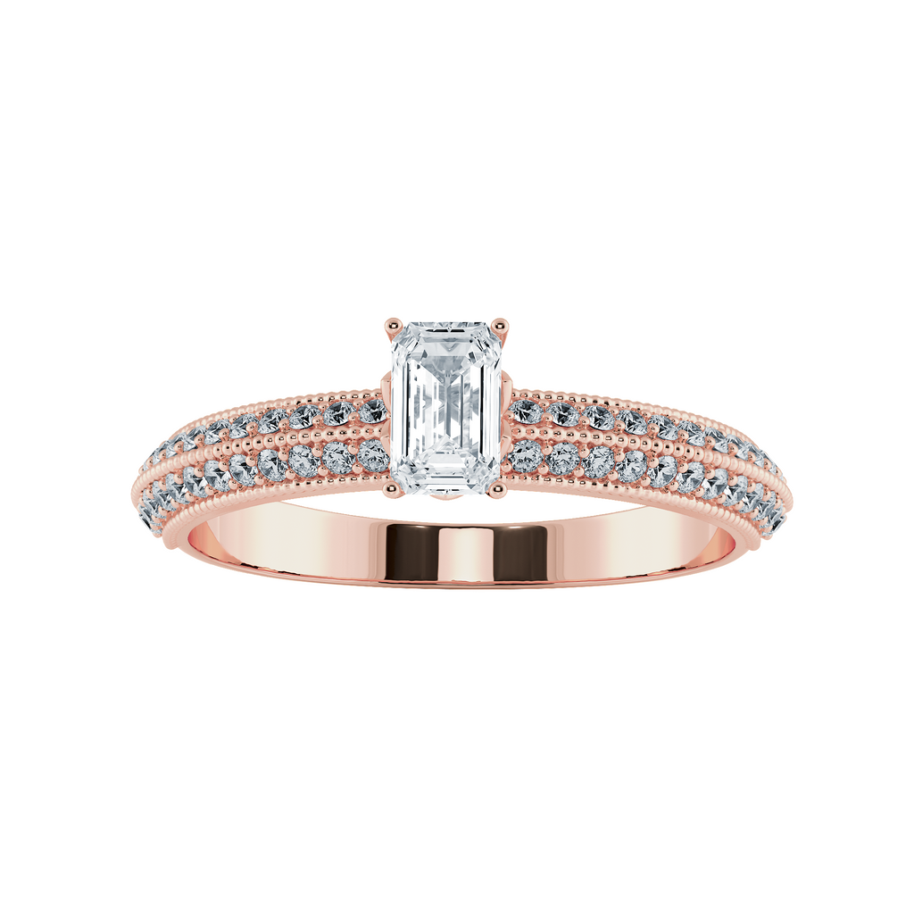 0.70cts. Emerald Cut Solitaire Diamond Split Shank 18K Rose Gold Ring JL AU 1188R-B   Jewelove.US