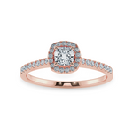 Load image into Gallery viewer, 0.50cts. Cushion Cut Solitaire Halo Diamond Shank 18K Rose Gold Ring JL AU 1195R   Jewelove.US
