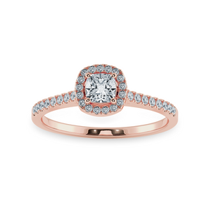 0.50cts. Cushion Cut Solitaire Halo Diamond Shank 18K Rose Gold Ring JL AU 1195R   Jewelove.US