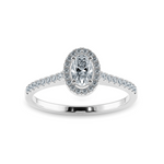 Load image into Gallery viewer, 0.70cts Oval Cut Solitaire Halo Diamond Shank Platinum Ring JL PT 1199-B   Jewelove.US
