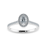 Load image into Gallery viewer, 0.50cts Oval Cut Solitaire Halo Diamond Shank Platinum Ring JL PT 1199-A   Jewelove.US
