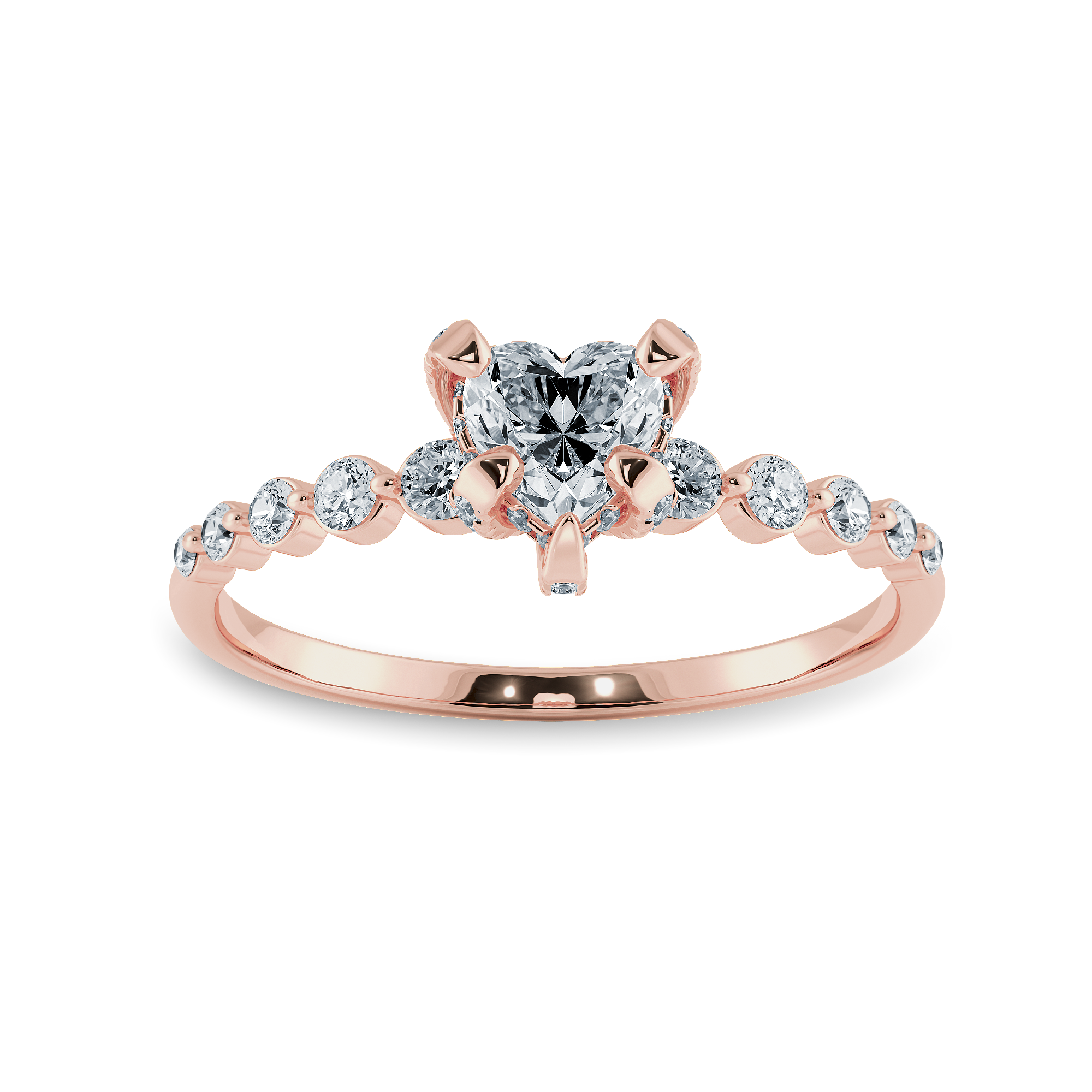 0.30cts. Heart Cut Solitaire Halo Diamond Accents 18K Rose Gold Ring JL AU 2007R   Jewelove.US