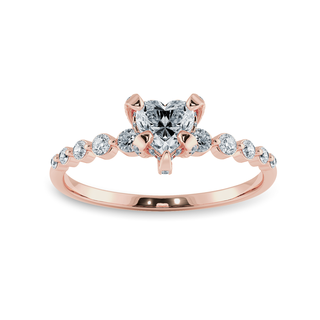 0.30cts. Heart Cut Solitaire Halo Diamond Accents 18K Rose Gold Ring JL AU 2007R   Jewelove.US