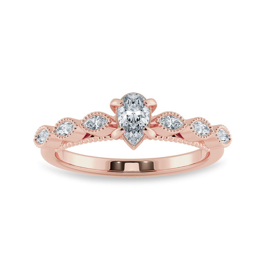 0.70cts. Pear Cut Solitaire with Marquise Cut Diamond Accents 18K Rose Gold Ring JL AU 2018R-B   Jewelove.US