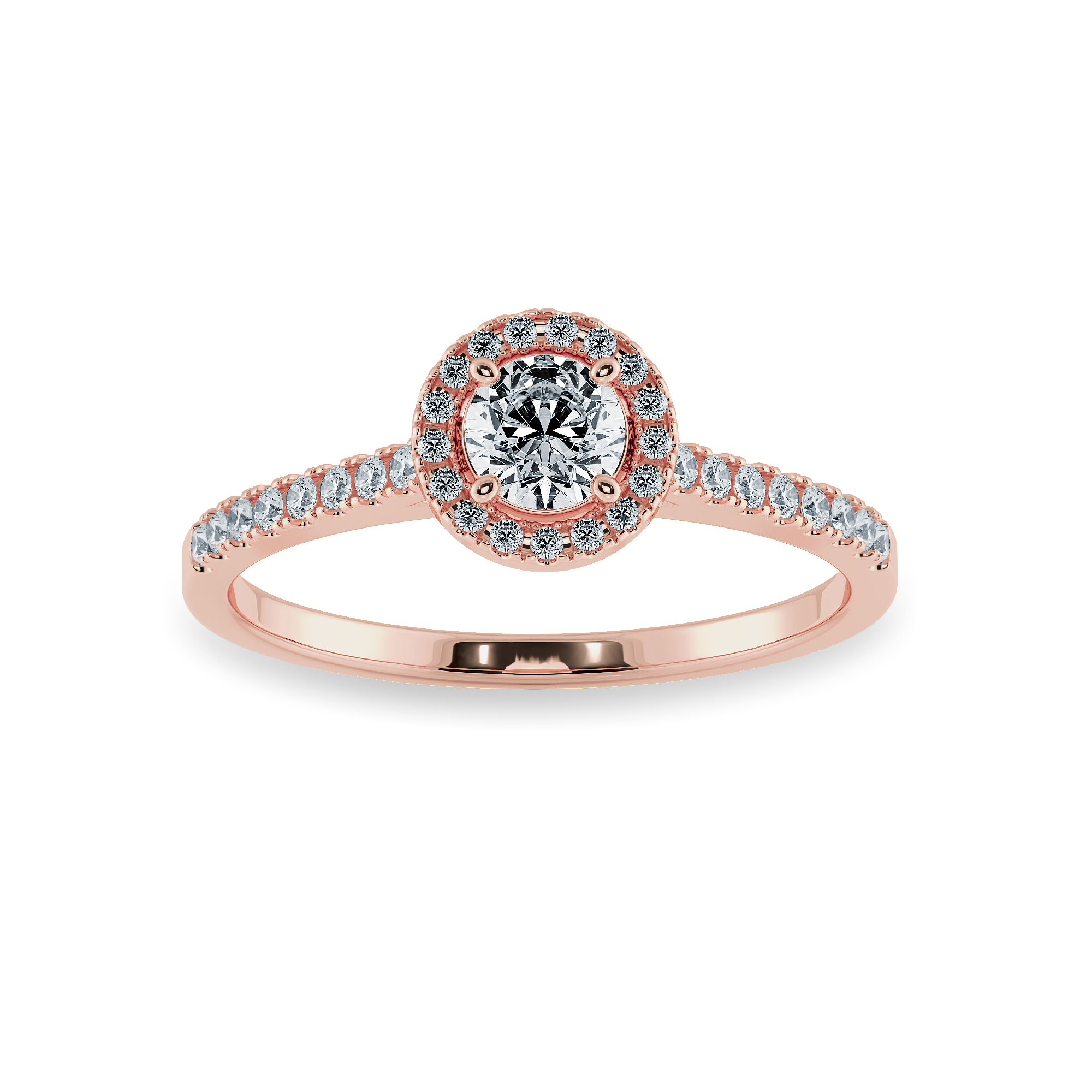 0.30cts. Solitaire Diamond Halo Shank 18K Rose Gold Ring JL AU 1193R   Jewelove.US