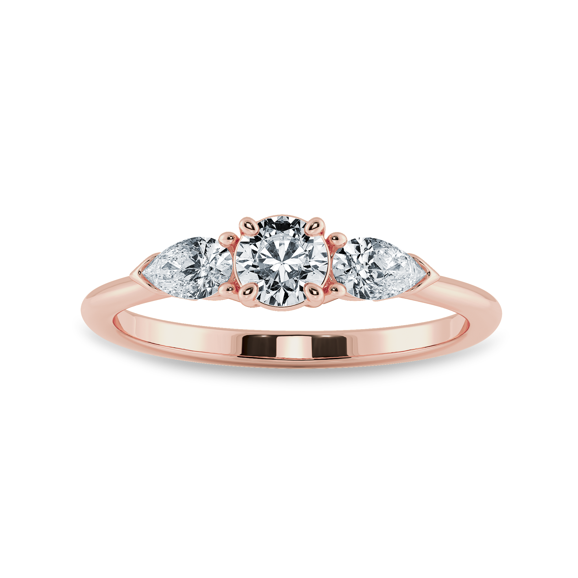 0.30cts. Solitaire with Pear Cut Diamond Accents 18K Rose Gold Ring JL AU 2020R   Jewelove.US